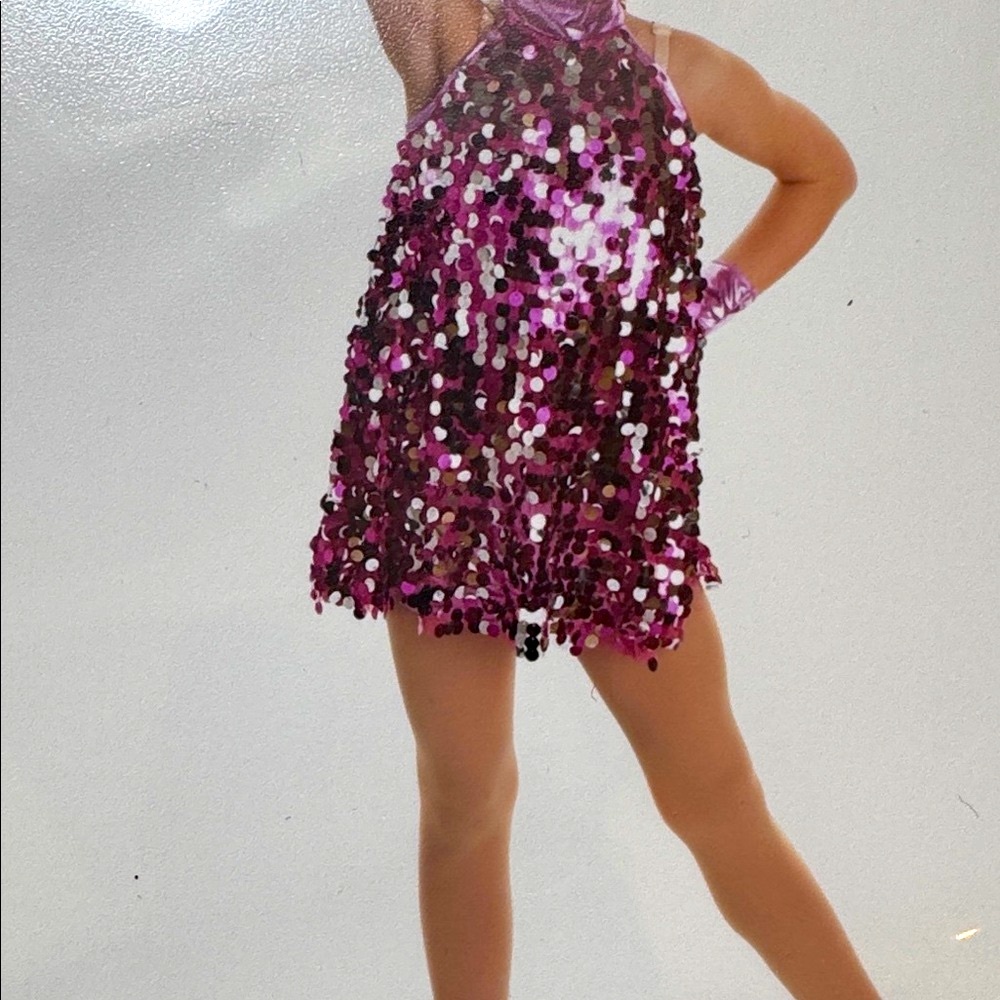 Weissman gorgeous Pink Sequin Halter costume medium child